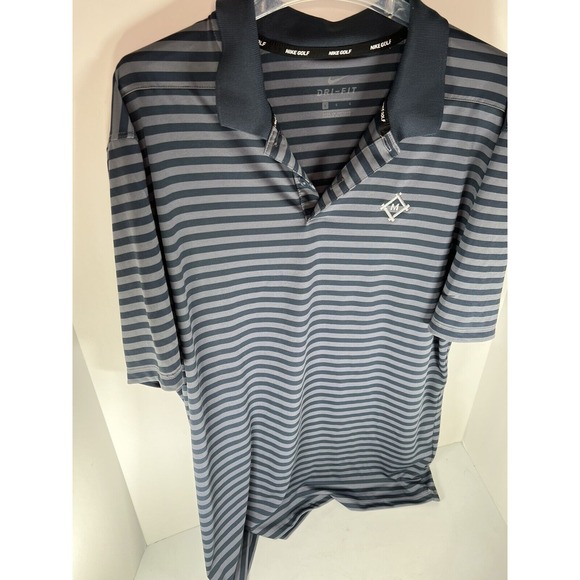 Nike‎ Golf Dri-Fit Short Sleeve Polo Shirt Men's Large Gray Black Stripe - Picture 2 of 6